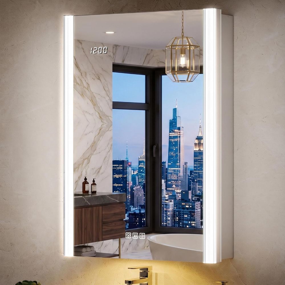 Smart Home Living - مرآة خزانة أدوية مضاءة 20x32 مع