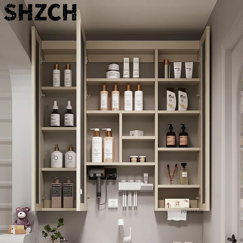 Smart Home Features - مرآة حمام عصرية سميكة مع خزانة