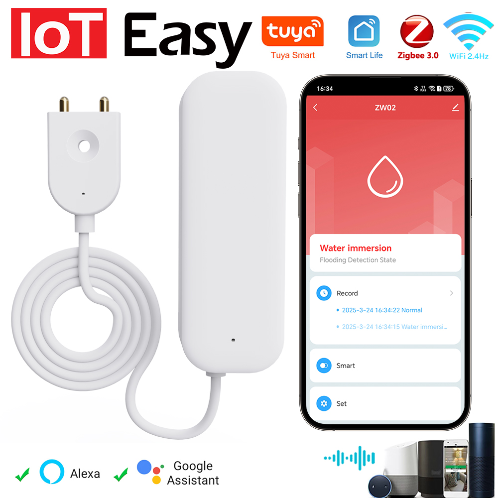 Smart Home Features - Tuya WiFi زيجبي استشعار المياه تسرب