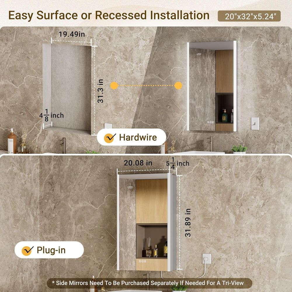 مرآة خزانة أدوية مضاءة 20x32 م - مراجعة Smart Home Living وسعره