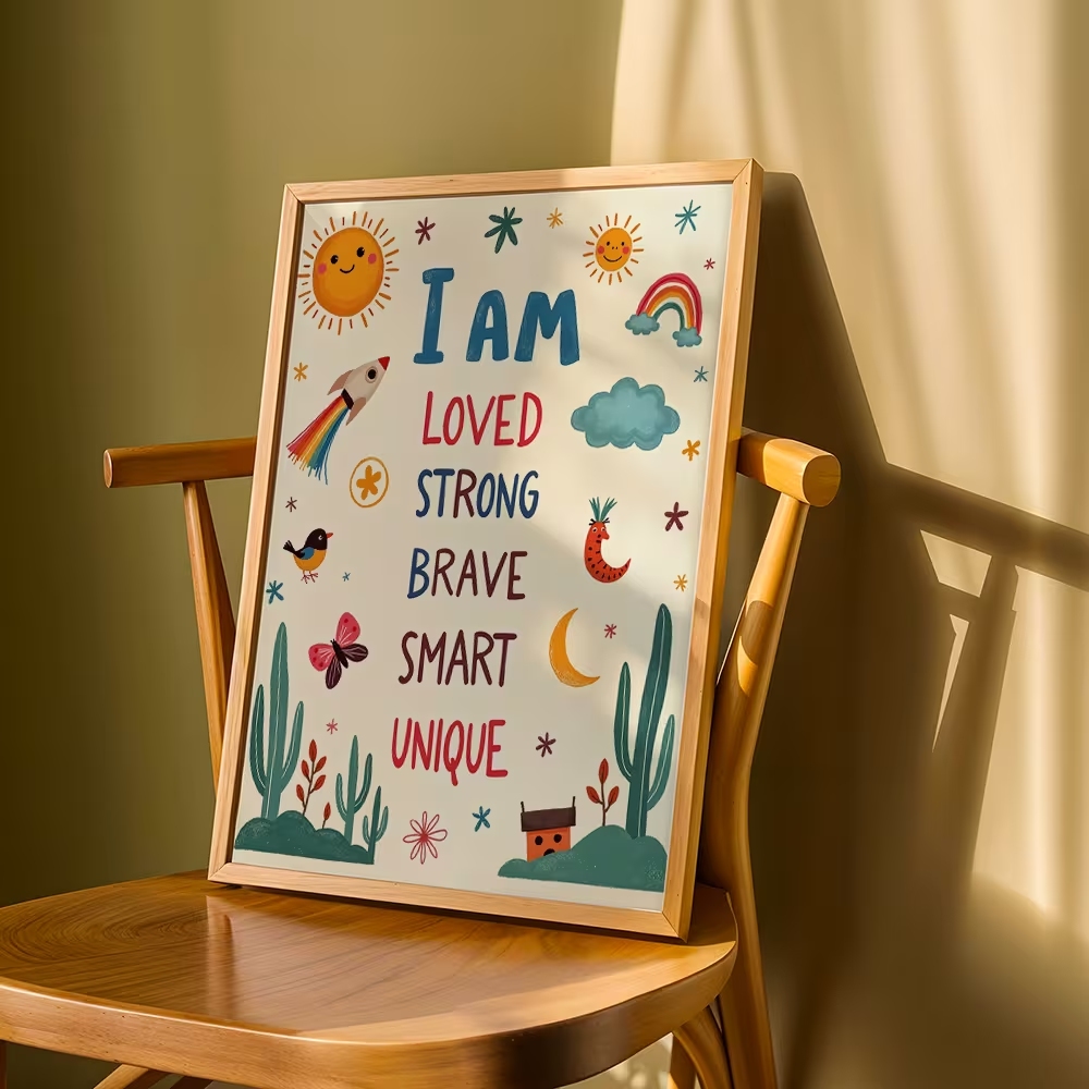 لوحة جدارية ملونة بعبارة 'أنا  - مراجعة Smart Home Poster وسعره