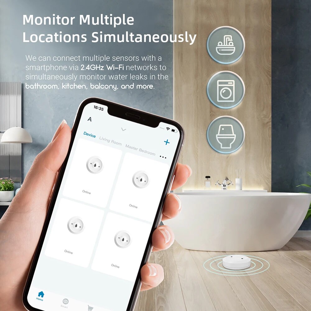 جهاز استشعار تسرب المياه بتقني - مراجعة Smart Home Features وسعره