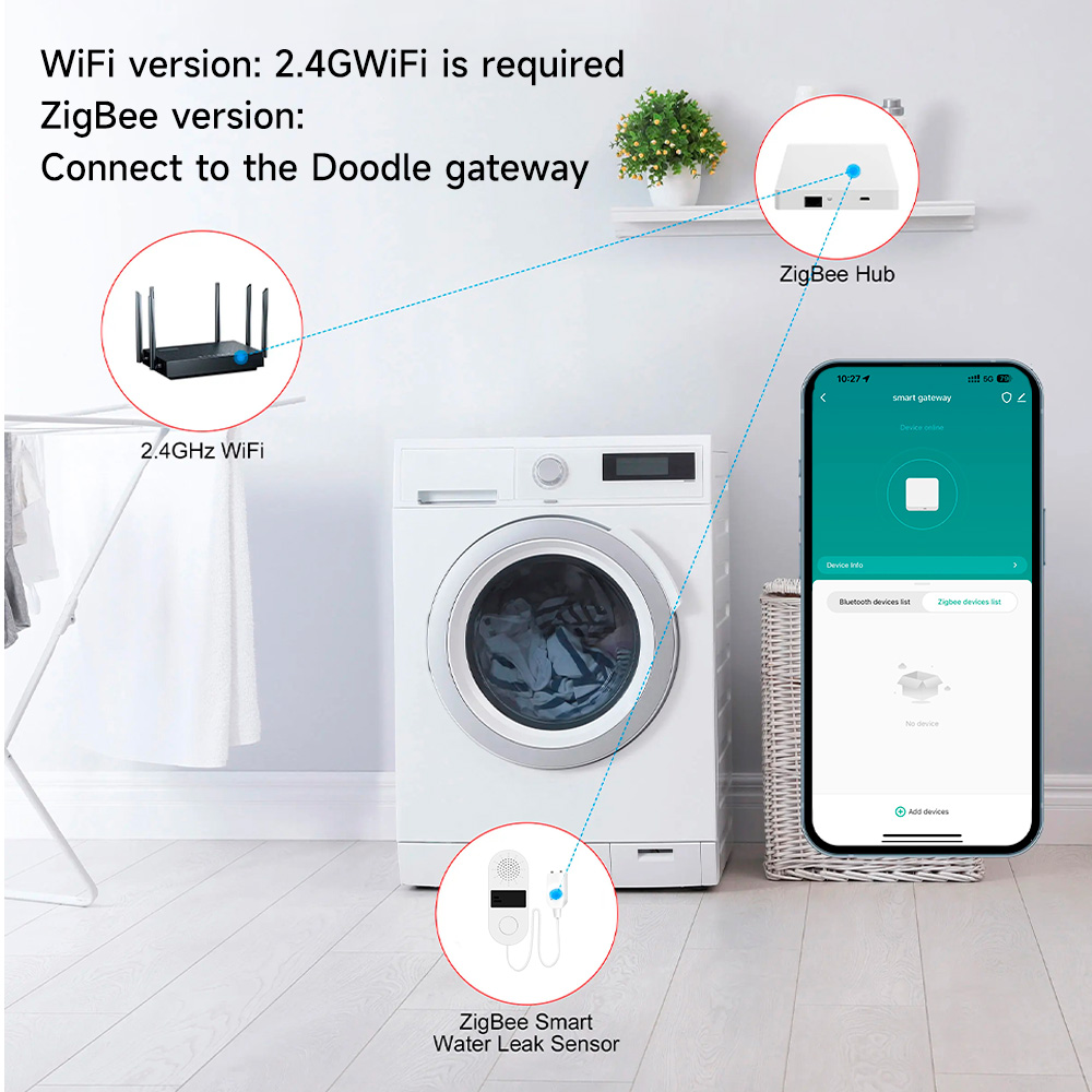 كاشف تسرب المياه Tuya WiFi مع  - مراجعة Wifi Water Sensor وسعره