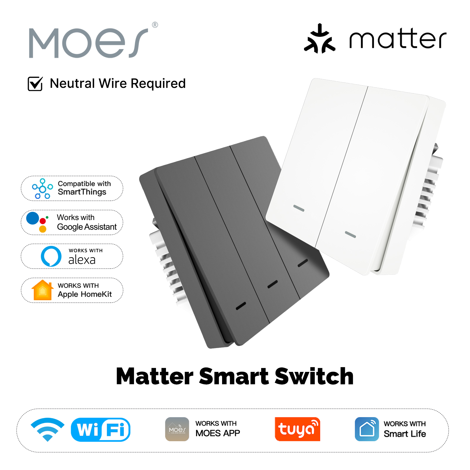 MOES Matter Tuya WiFi مفتاح ال - مراجعة Smart Home Button وسعره
