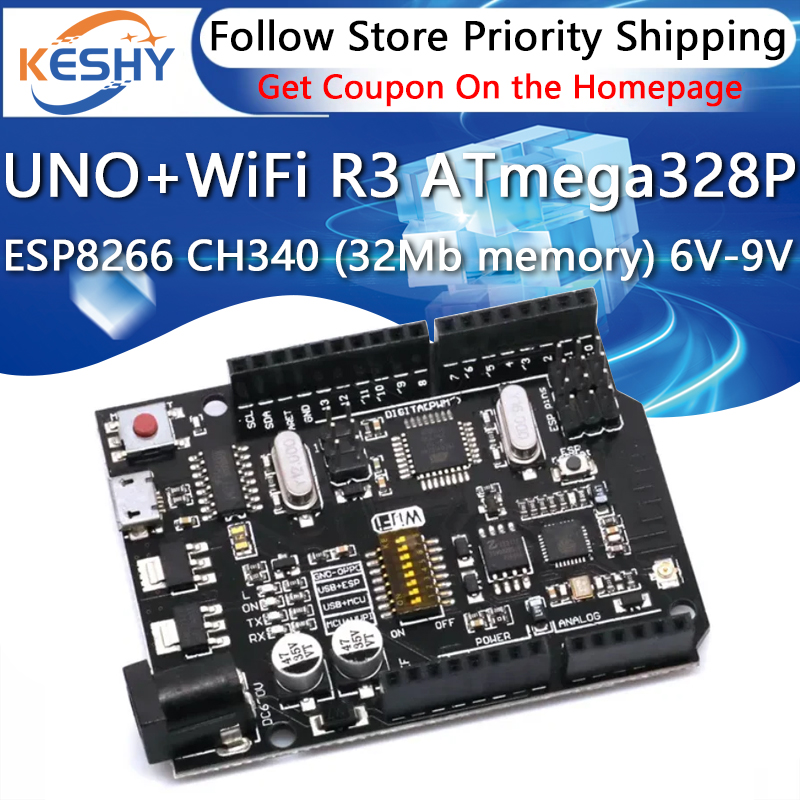 UNO + WiFi R3 ATmega328P + ESP - مراجعة Smart Home Arduino Uno وسعره
